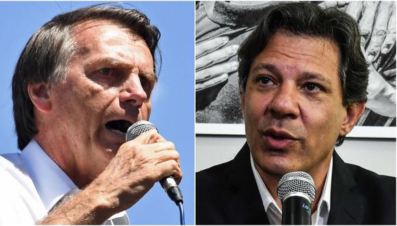 Brasil: Empate técnico entre Jair Bolsonaro (I) y Fernando Haddad (D), según encuesta (Fotos: AFP)