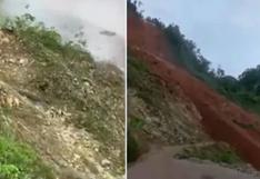 Huánuco: se derrumba parte de un cerro en tramo de carretera entre Pozuzo y Codo del Pozuzo