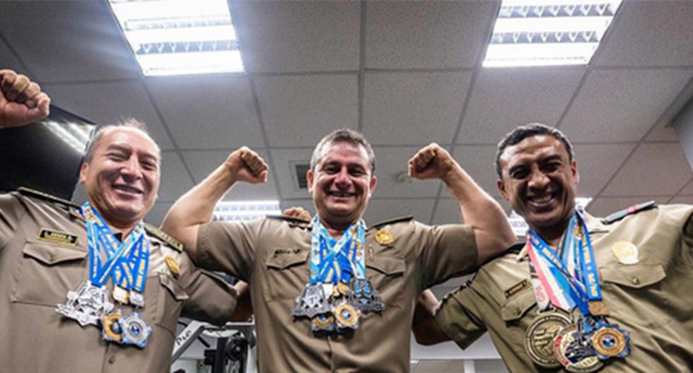Tres policías peruanos se coronaron campeones mundiales de levantamiento de potencia en Rusia. (Foto: Agencia Andina)