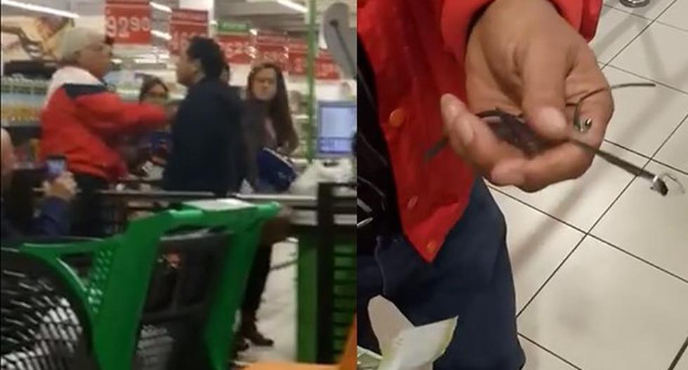 Facebook. Mujer golpea y discrimina a anciano en supermercado del Perú. Así terminaron los lentes del afectado. (Foto: Facebook)