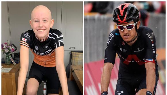 Evie Hartley, ciclista de 13 años diagnosticada con cáncer, conoció a su ídolo Geraint Thomas. (Foto: Justgiving.com | AFP)