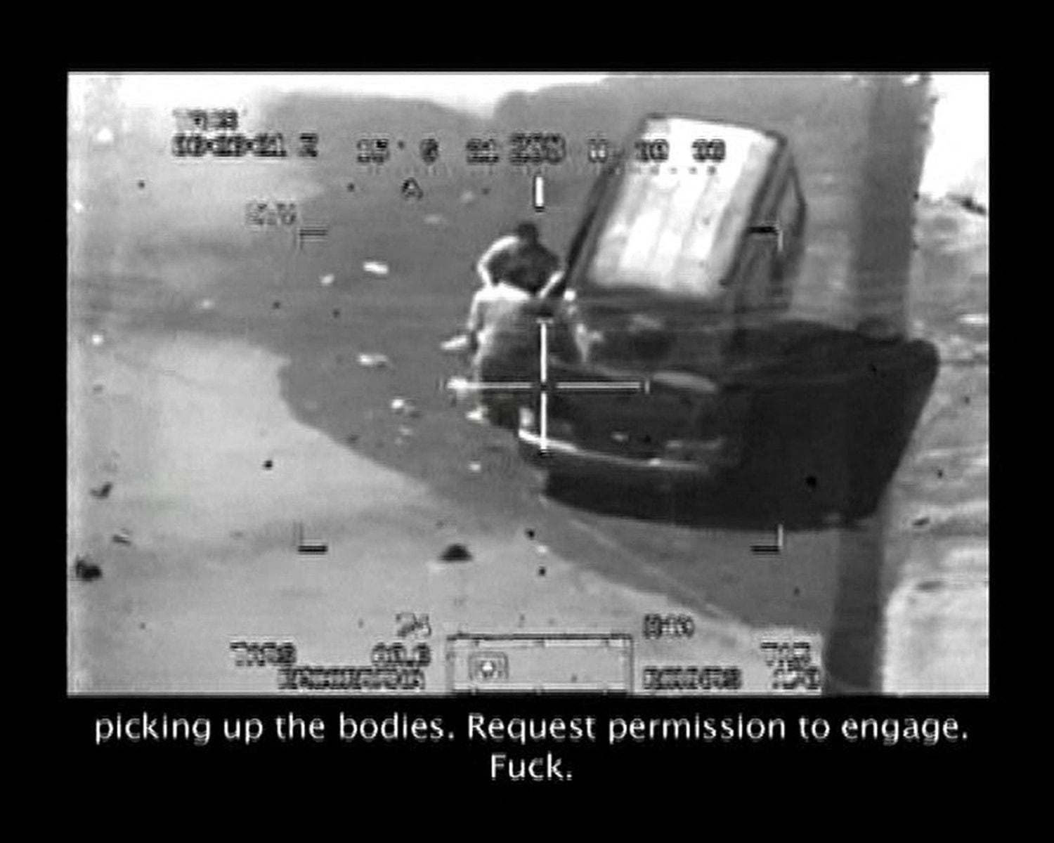 An image taken from confidential video recorded by a US military camera from an Apache helicopter and published by Wikileaks.  (Photo from Wikileaks.org/AFP).