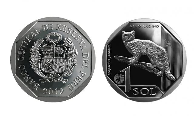 La moneda de un sol alusiva al gato andino es la novena moneda de la colección "Fauna Silvestre Amenazada del Perú" del BCR.