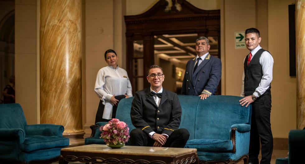 Los trabajadores del hotel Bolívar buscan que este recupere el brillo de antaño. De izquierda a derecha: Janeth Tapullima, Glenn delgado, Wilder Gallardo y Luis Lévano.
