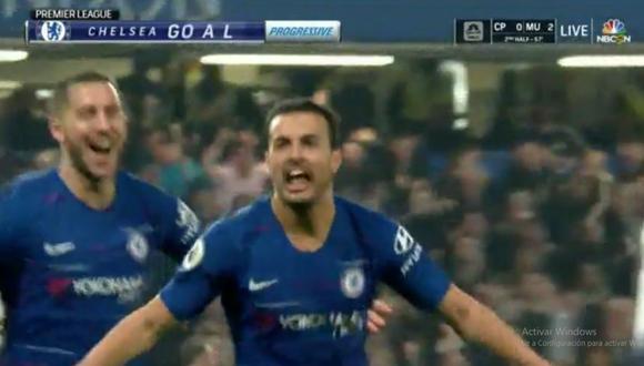 Pedro Rodríguez anotó el 1-0 en el Chelsea vs. Tottenham en el marco de una nueva jornada de la Premier League (Foto: captura de pantalla)