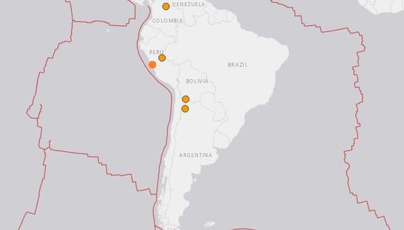 Cinco temblores sacudieron sudamérica este sábado. (Foto: Captura)