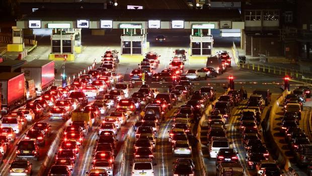 There were huge lines of vehicles in the port of Dover on Friday as people tried to enter France before the new travel restrictions took effect.