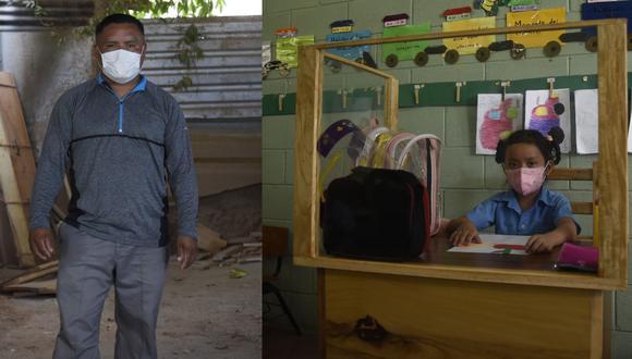 Imagen de William López y su hija Allison en Ciudad Delgado (El Salvador). (EFE/ Vladimir Chicas).