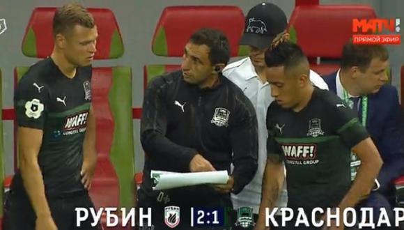 Christian Cueva: así fue su ingreso y debut con el Krasnodar. (Foto: Captura de pantalla)