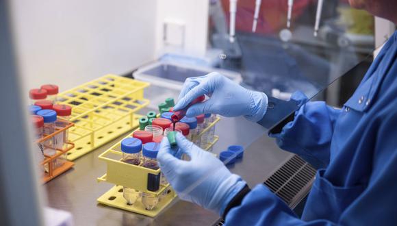 Imagen de un investigador trabajando en la vacuna contra el coronavirus desarrollada por AstraZeneca y la Universidad de Oxford.  (University of Oxford/John Cairns/AP).