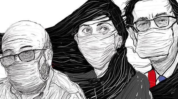 Al ministro Víctor Zamora, al presidente Martín Vizcarra y a María Antonieta Alva (‘Toni’), ¿les queda tiempo y energía para pensar en su futuro político pospandemia? Sí y no. (Ilustración: Giovanni Tazza)