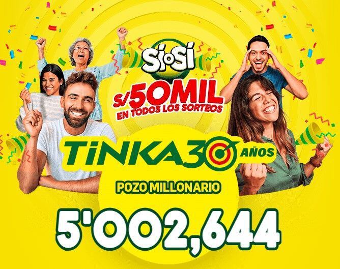 PARA EL PRÓXIMO SORTEO DE LA TINKA, A REALIZARSE EL MIÉRCOLES 15 DE ENERO EL ‘POZO MILLONARIO’ SERÁ DE: