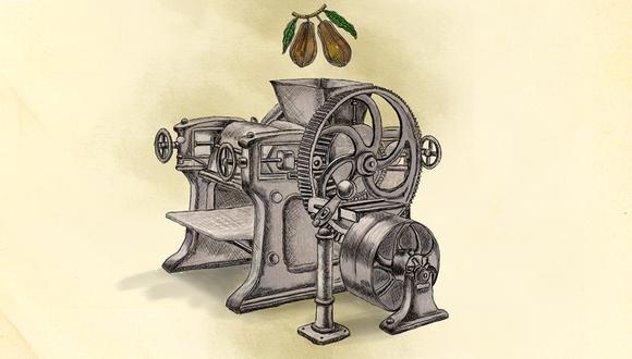 Carmen Noriega es la primera persona que inscribió una patente en el Perú de la era republicana. Su invención fue una máquina que molía granos de cacao. La imagen es referencial. (Ilustración: Verónica Calderón).
