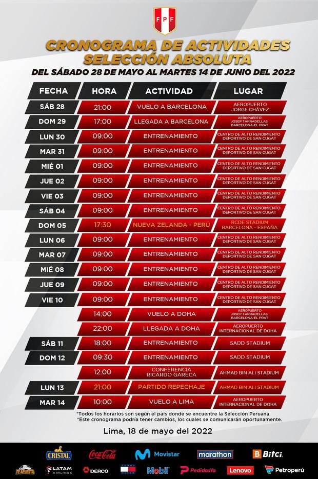 El cronograma de la selección peruana. (Foto: FPF)