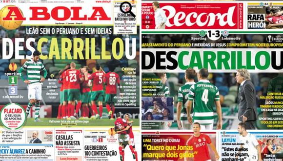 Carrillo en portadas tras derrota de Sporting en Europa League