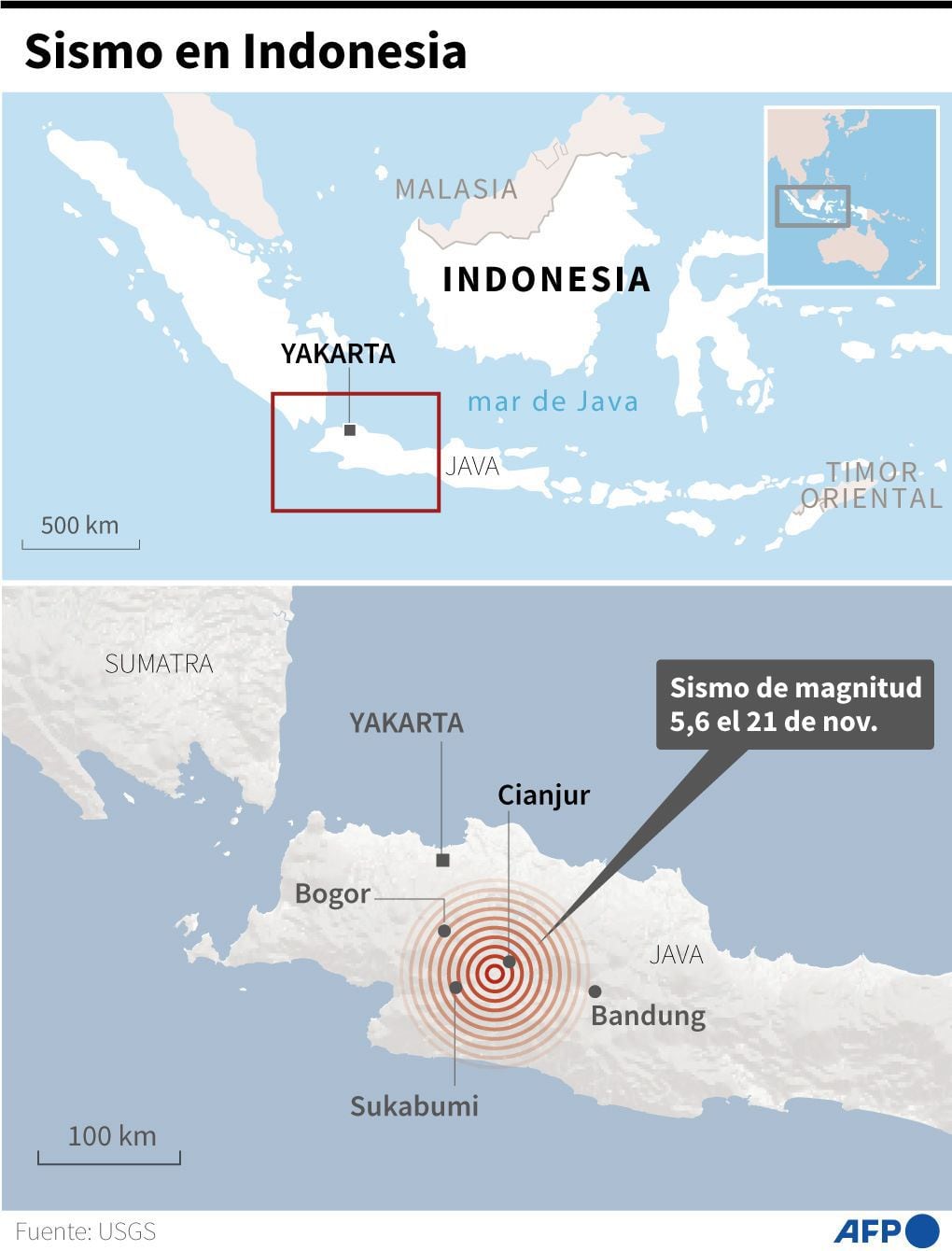 The epicenter of the earthquake in Indonesia.  (AFP).