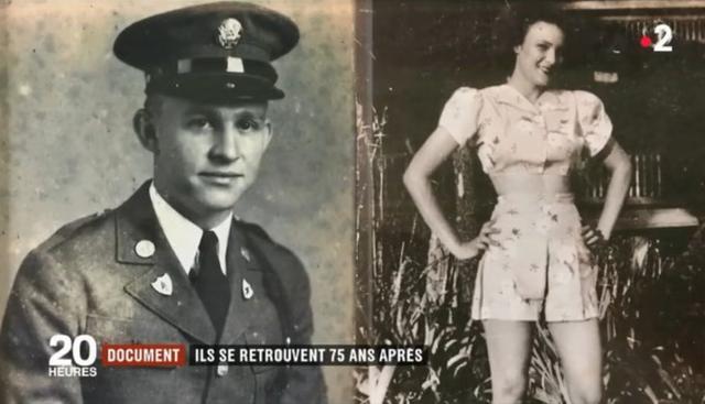 Kara Troy Robbins, un soldado estadounidense y&nbsp;Jeannine Ganaye , una joven francesa revivieron su romance 75 años después. (France 2)