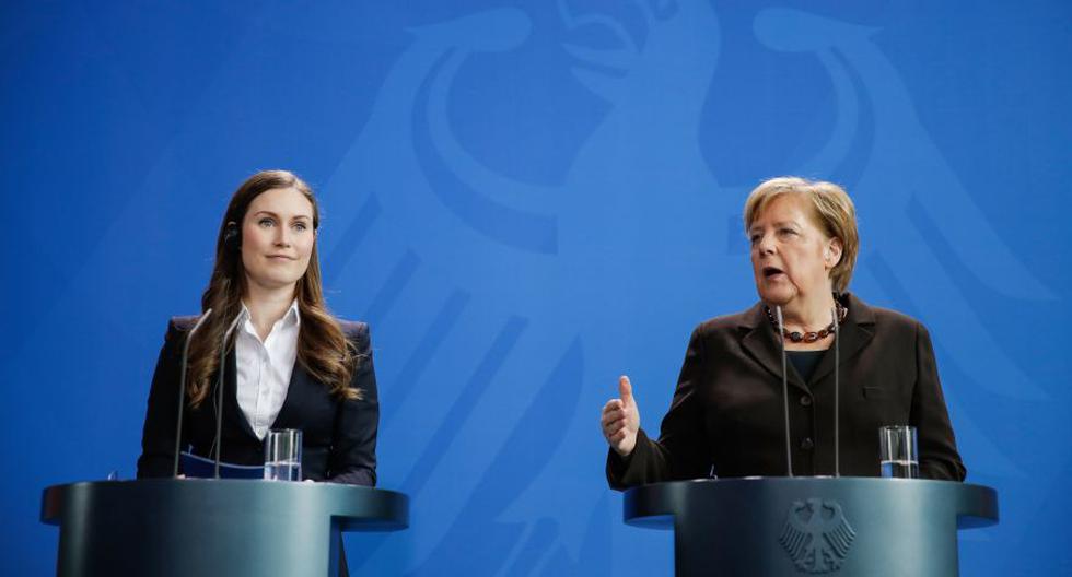 La primera ministra de Finlandia, Sanna Marin, y la canciller alemana, Angela Merkel, son dos de las líderes más destacadas en la actualidad. (Photo by Odd ANDERSEN / AFP)