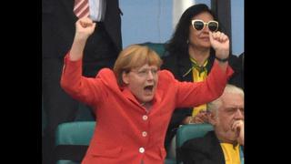 Angela Merkel celebra el gol del triunfo alemán