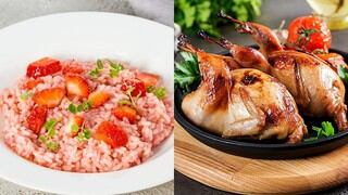 Cómo preparar Risotto de fresas y codorniz lardeada para San Valentín