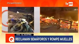 El Agustino: vecinos bloquean y queman objetos para pedir rompemuelles ante constantes accidentes