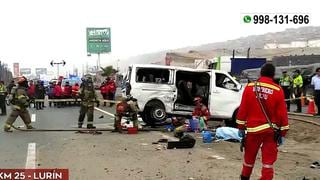 Lurín: miniván se despista en la Panamericana Sur y deja 3 muertos
