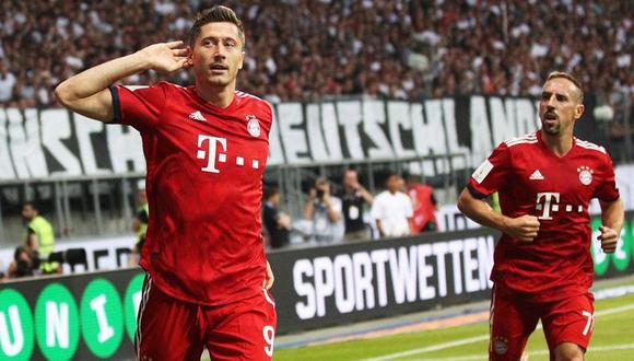 Robert Lewandowski mantiene su racha goleadora con el Bayern Múnich. Así lo demostró cuando marcó, por partido doble, ante Eintracht Frankfurt. (Foto: AFP)
