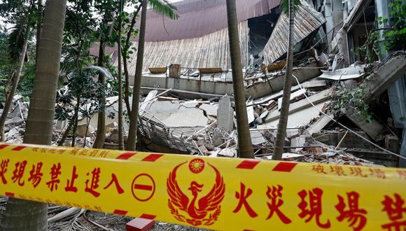 Los restos de la fábrica de una imprenta después de que colapsara tras un terremoto de magnitud 7.5 en Nuevo Taipei, Taiwán, 03 de abril de 2024. EFE/EPA/DANIEL CENG