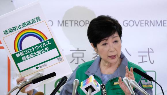 La gobernadora de Tokio, Yuriko Koike,  declara alerta roja por la expansión del coronavirus en la capital de Japón. (Foto: Kazuhiro NOGI / AFP).