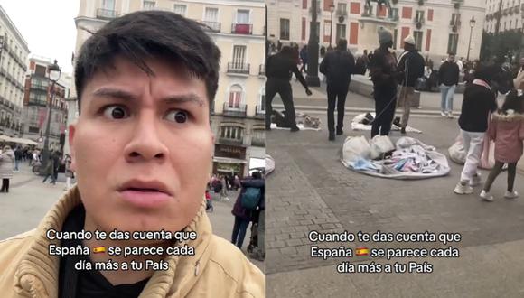 TikTok viral: así fue la particular reacción de un peruano al ver ambulantes en Madrid | Composición: @elquispeoficial / TikTok