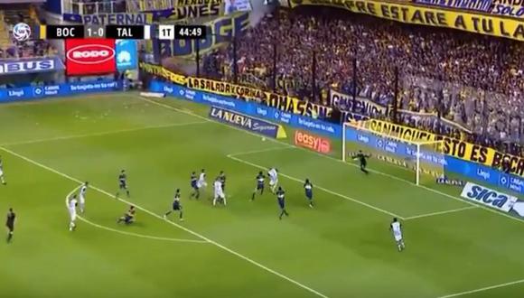 El defensor Carlos Quintana anotó de cabeza instantes previos de acabar la primera parte, luego de aprovechar un rebote en área de Boca Juniors. (Foto: captura)
