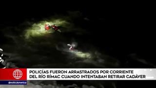 Río Rímac: policías fueron arrastrados por corriente cuando intentaban retirar un cadáver | VIDEO