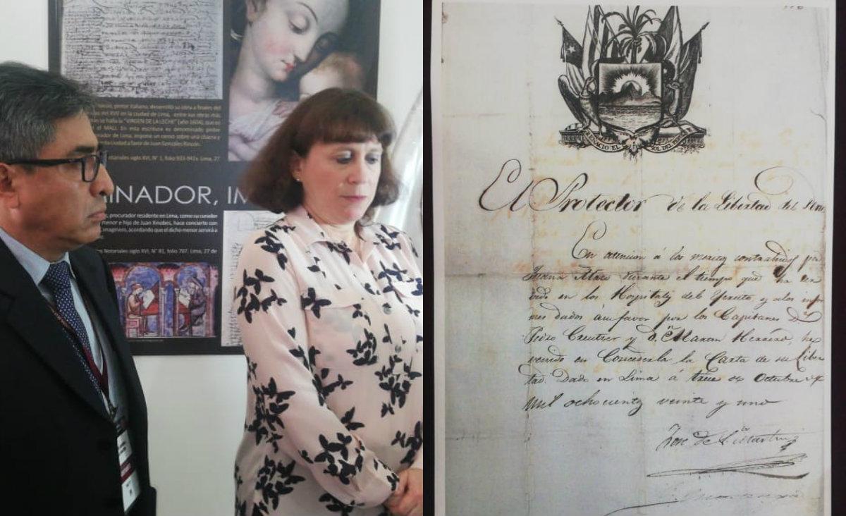 Henmer Alva Neyra (Procurador Público del Ministerio Público) y Luisa Vetter Parodi (Jefa del Archivo General de la Nación) (Foto: El Comercio)