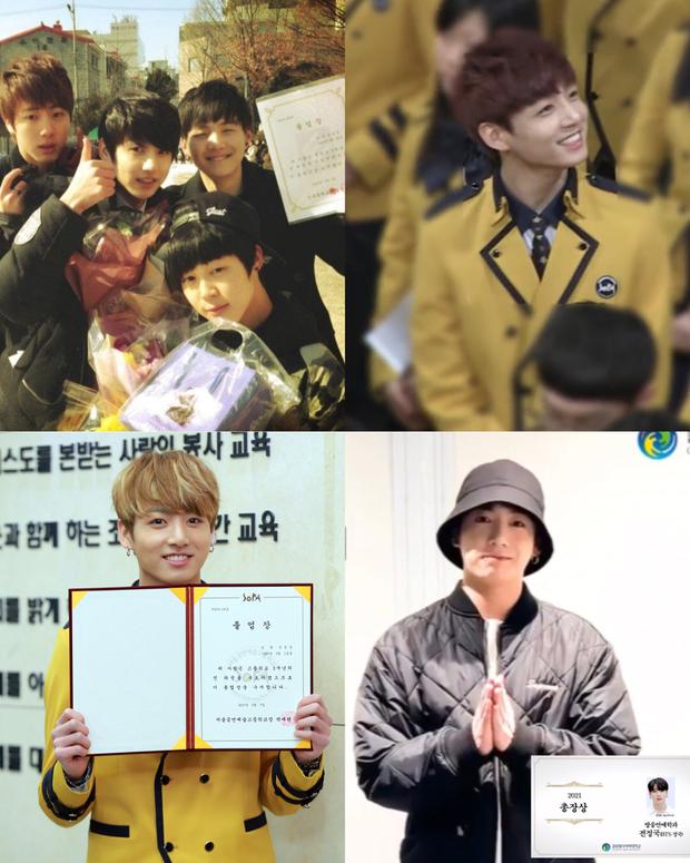 Jungkook's graduations throughout his career and BTS |  Via: Twitter