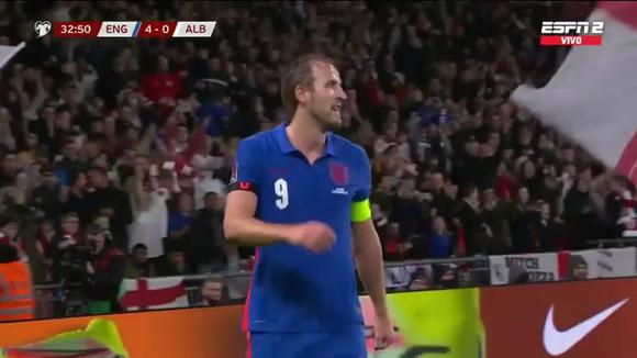 El segundo gol de Harry Kane para el 4-0 del Inglaterra y Albania por las Eliminatorias. (Fuente: ESPN)