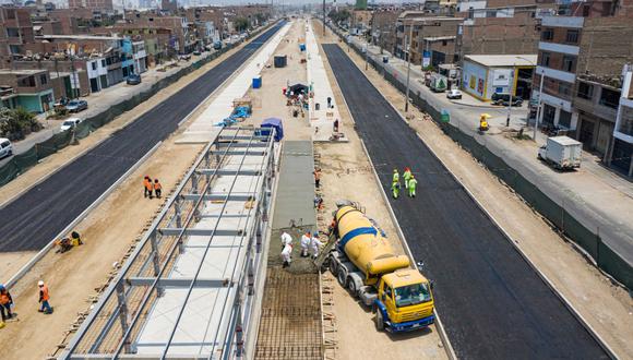 A la fecha, se han ejecutado 11.360 metros de pavimento de concreto del corredor exclusivo del tramo norte. (Foto: MML)