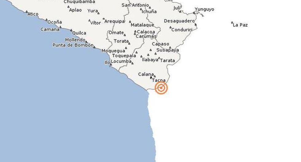 El sismo fue sentido con moderada intensidad en Tacna. (Imagen: IGP)