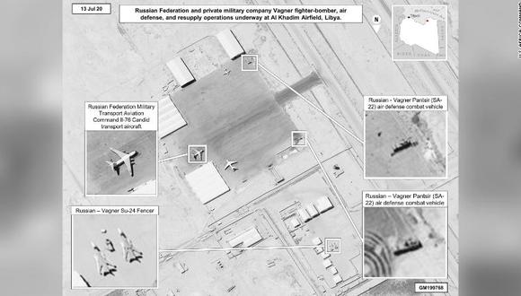 Nuevas imágenes publicadas por el ejército de Estados Unidos el viernes supuestamente demuestran la participación de Rusia en Libia. (AFP).