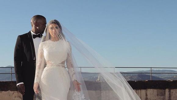 Kanye West y Kim Kardashian en el día de su boda. (Foto: Instagram)
