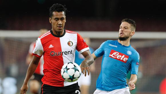 Renato Tapia actuó como defensor central en Feyenoord tras la lesión de su compañero Van Der Heijden. El último partido del peruano con el equipo holandés data de abril pasado. (Foto: AFP)