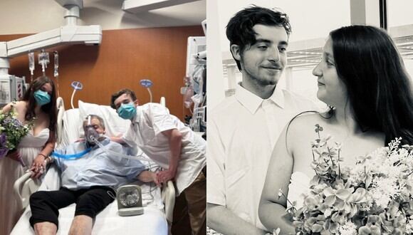 Derrick y Caylea Lautner se casaron frente a la cama de Joseph, padre del novio. (Imagen: Hospital Mission Health)