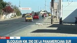Ica: manifestantes bloquean kilómetros 263, 290 y 299 de la Panamericana Sur