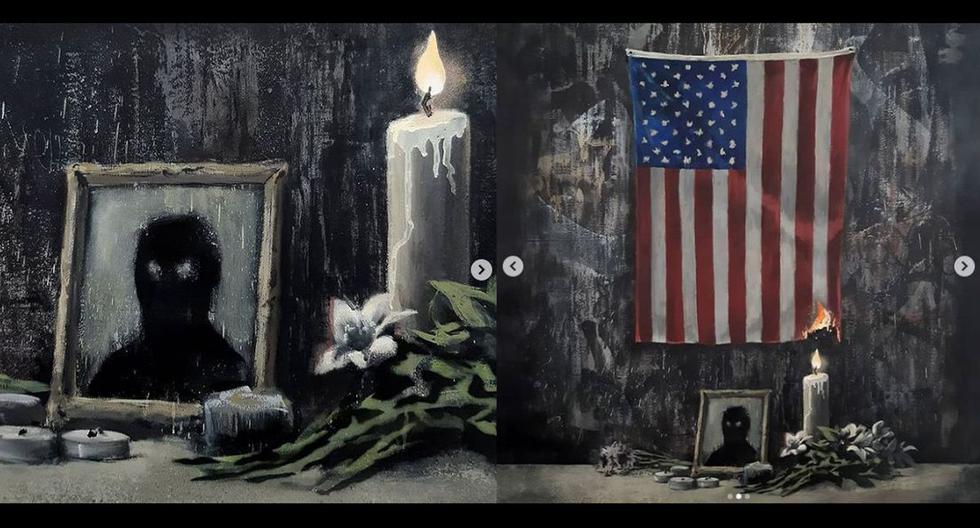 El poderoso tributo de Banksy a las protestas por la muerte de George Floyd. El trabajo muestra la bandera de Estados Unidos empezando a quemarse por la llama de una vela de una ofrenda fúnebre. (Captura de pantalla)