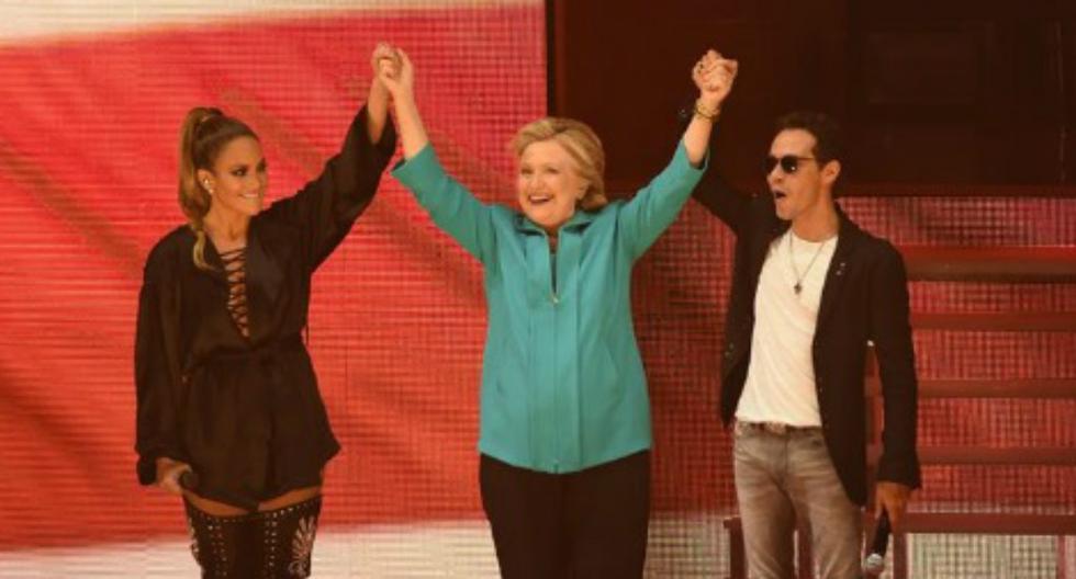 Jennifer Lopez y Marc Anthony juntos apoyando a Hillary Clinton. (Foto: Instagram)
