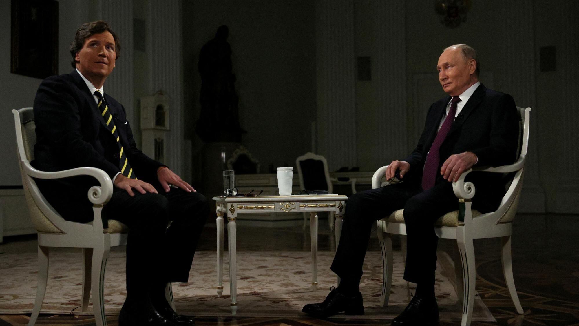 Putin expressed his complaints about NATO's expanding influence during his lengthy interview with Tucker Carlson.  (SPUTNIK/REUTERS).