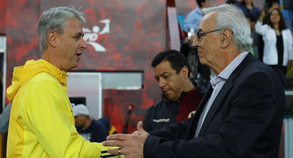 Tiago Nunes y Jorge Fossati se enfrentaron hace poco. Fue empate entre Cristal y Universitario y al final los técnicos tuvieron un altercado. (Foto: Leonardo Fernández / @photo.gec)