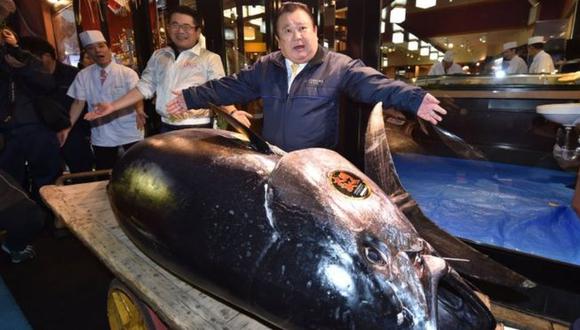Un atún de 278 kg que le costó US$3 millones a Kiyoshi Kimura.