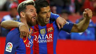 Barcelona derrotó 2-1 a Sevilla con goles de Messi y Suárez