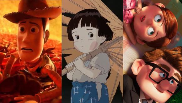 De izquierda a derecha escenas de "Toy Story 3" (2010), "La tumba de las luciérnagas" (1988) y "Up" (2009); clásicos animados de ayer y hoy. Fotos: Pixar/ Ghibli.