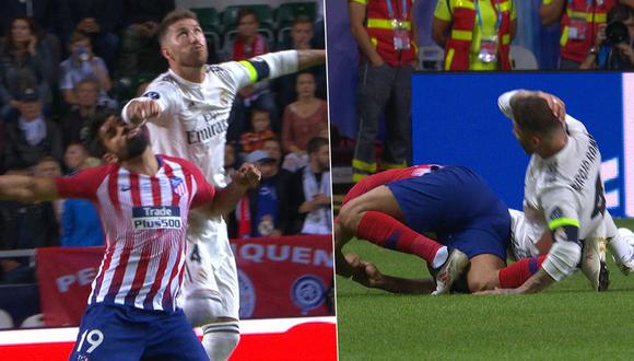 Sergio Ramos le aplicó un duro codazo a Diego Costa. (Foto: captura ESPN)